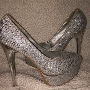 Sliver bling heels